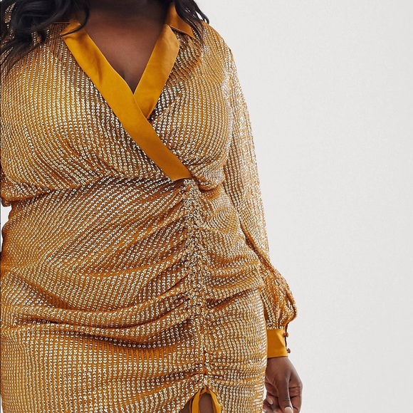 Mustard Sequined Dress - Picture 3 of 8